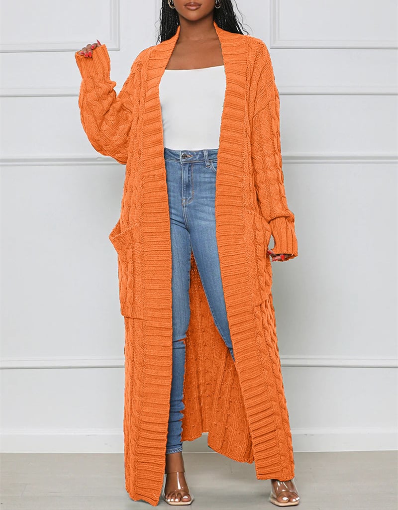 Stylish Cable Knit Dual Pocket Cardigan