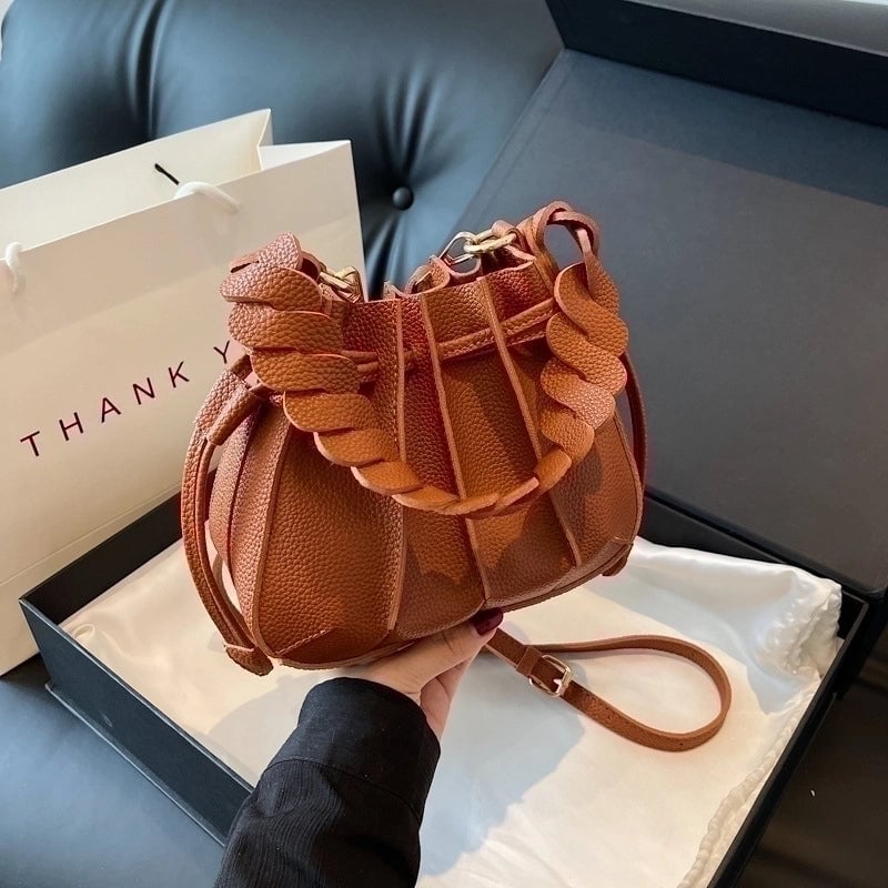 Women's Small Pu Leather Solid Color Streetwear String Shoulder Bag