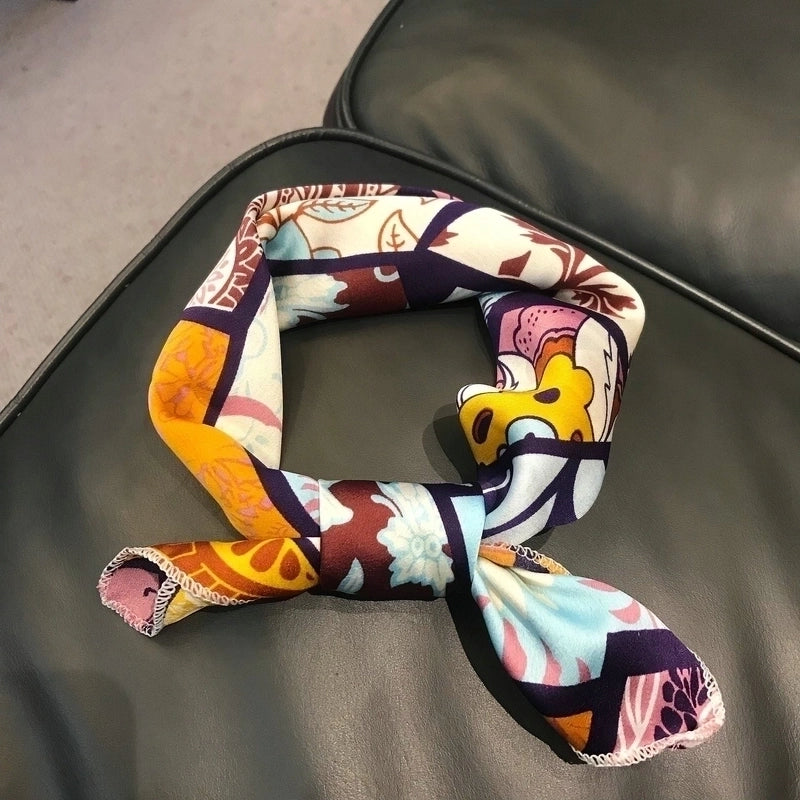 Women's Minimalist Color Block Polyester Silk Scarf