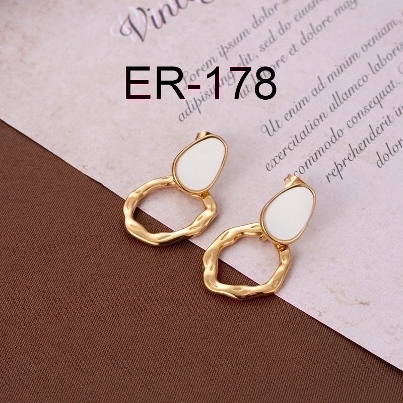 Minimalist Round Enamel Plating 304 Stainless Steel Earrings Ear Studs