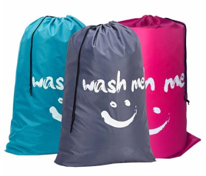 Smile Shape Nylon Laundry Bag. Travel Storage Pouch Machine Washable Dirty Clothes Organizer Wash Drawstring Bag