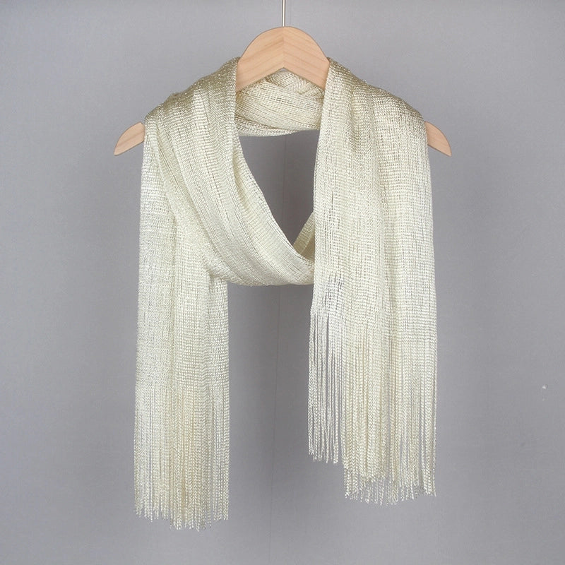 Women's Minimalist Solid Color Polyester Tassel Scarf
