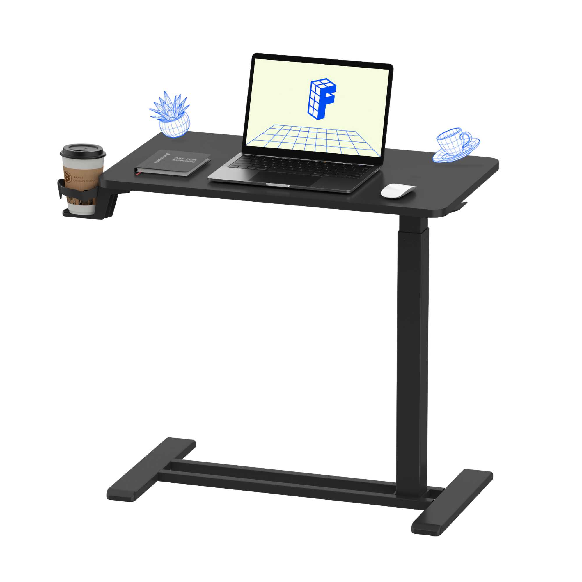 height adjustable side table. Black