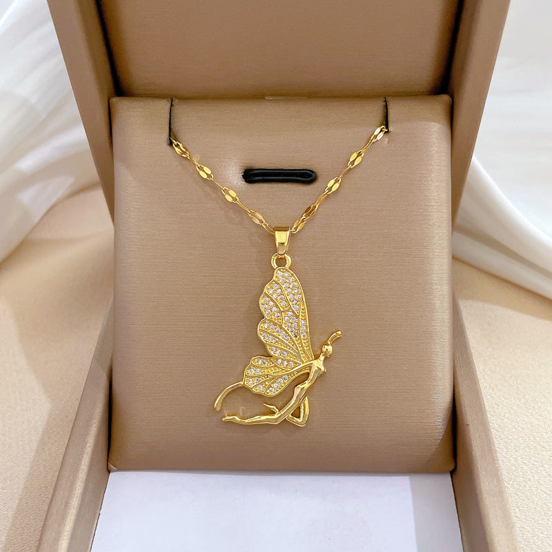 Moon Geometric Stainless Steel Electroplating Necklaces