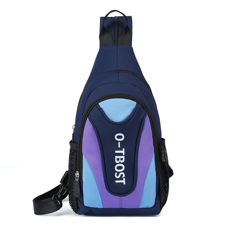 Men's Color Block Oxford Cloth Zipper Fanny Pack