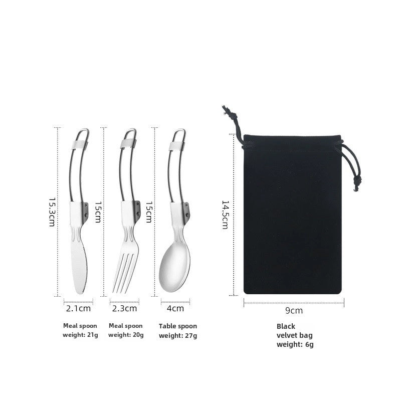 304 Folding Tableware Suit Salad Spoon Fork Chopsticks Folding Spoon Outdoor Picnic Travel Portable Foldable