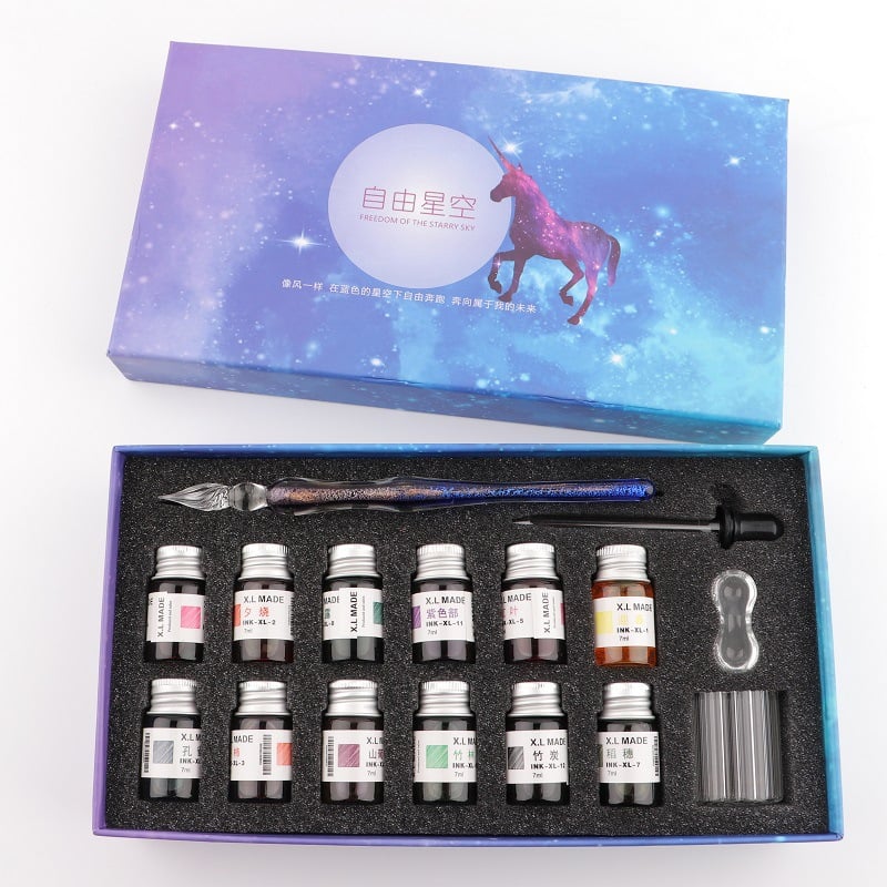 2023 Calligraphy Glass Dip Pen Ink Set