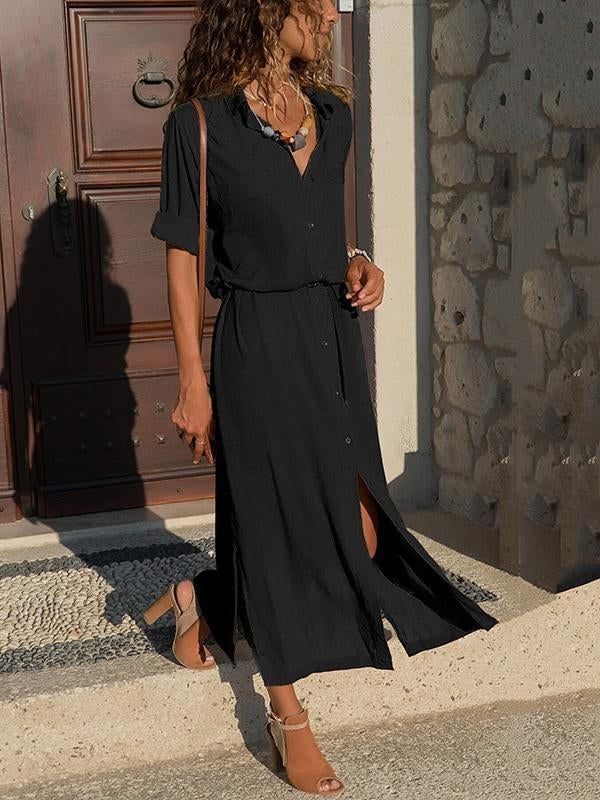 Fashionable Loose Long Sleeved Maxi Dress