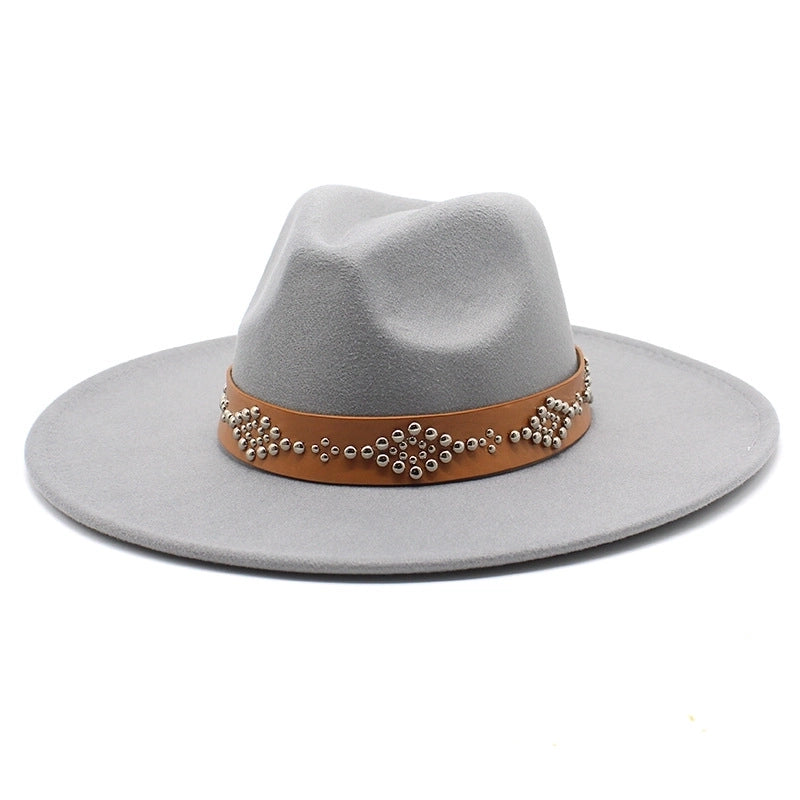 Autumn And Winter Wool Big Brim Jazz Hat Men's And Women's Fashion Casual 9.5cm Big Edge Jazz Hat Felt Hat