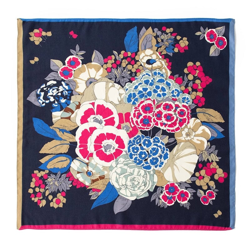 Women's Retro Plaid Flower Satin Silk Scarf
