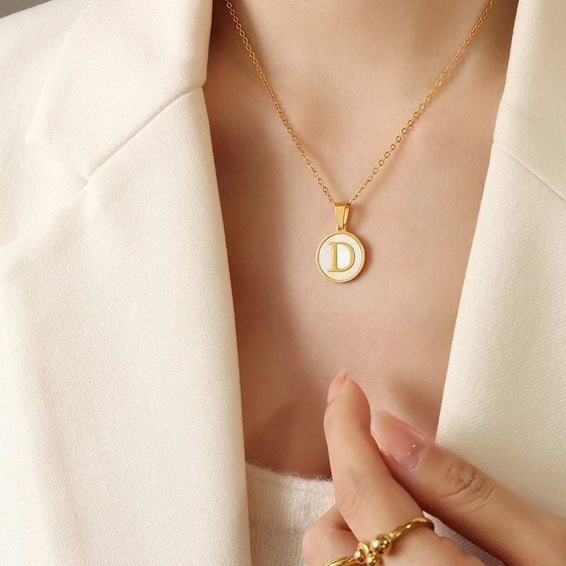 Fashion Letter 304 Stainless Steel Shell 18K Gold Plated Plating Pendant Necklace