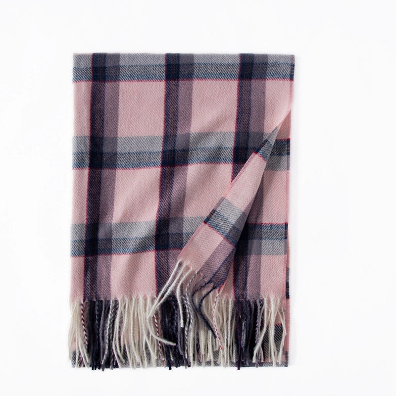 Unisex Vintage Style Minimalist Plaid Polyester Scarf