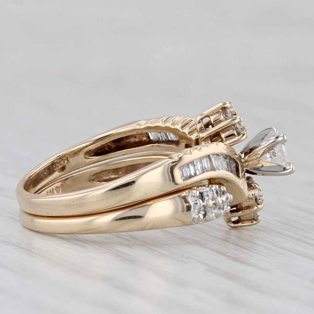 0.75ctw Diamond Engagement Ring Wedding Band Jacket Bridal Set 14k Gold Size 7
