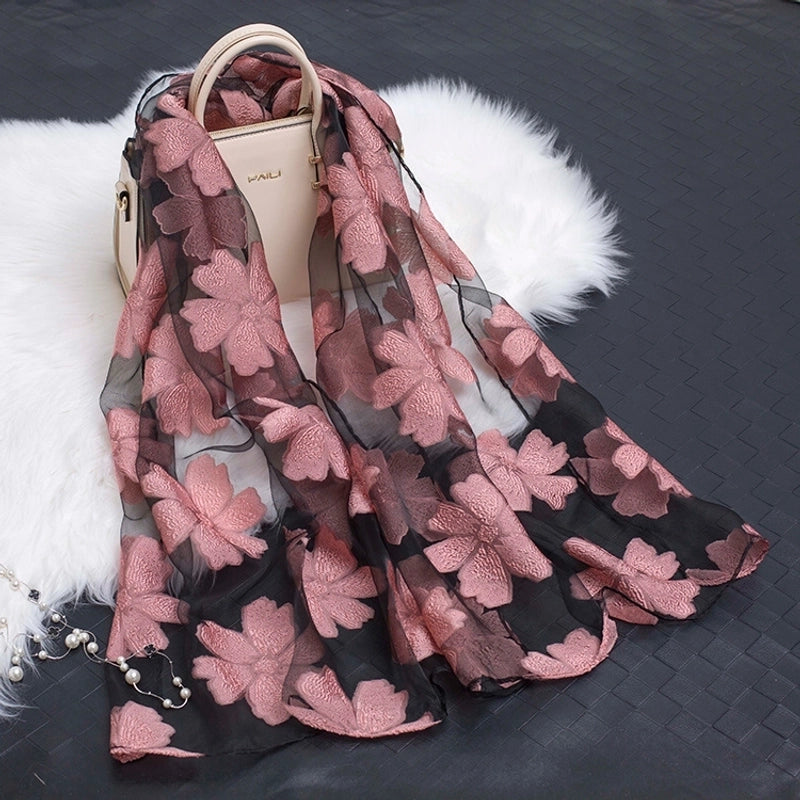 Women's Minimalist Color Block Organza Scarf