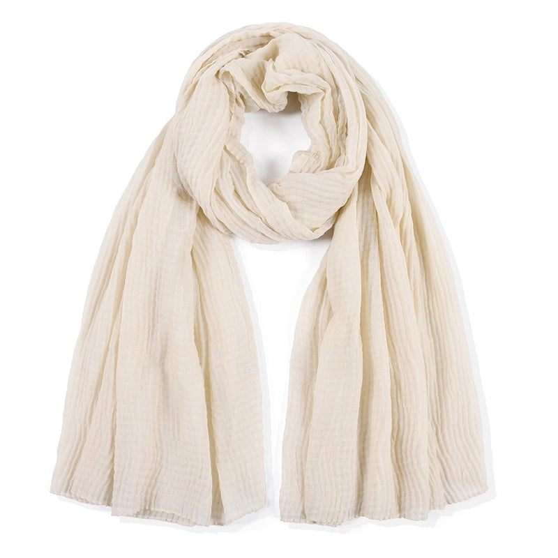 Corn Wrinkled Rectangular Scarf Plain Women's Toe Hijab Cotton Linen Simple Wrinkled Shawl Hijab