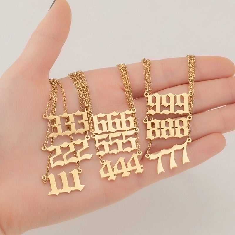 Retro Letter 201 Stainless Steel 18K Gold Plated Plating Stainless Steel Necklaces