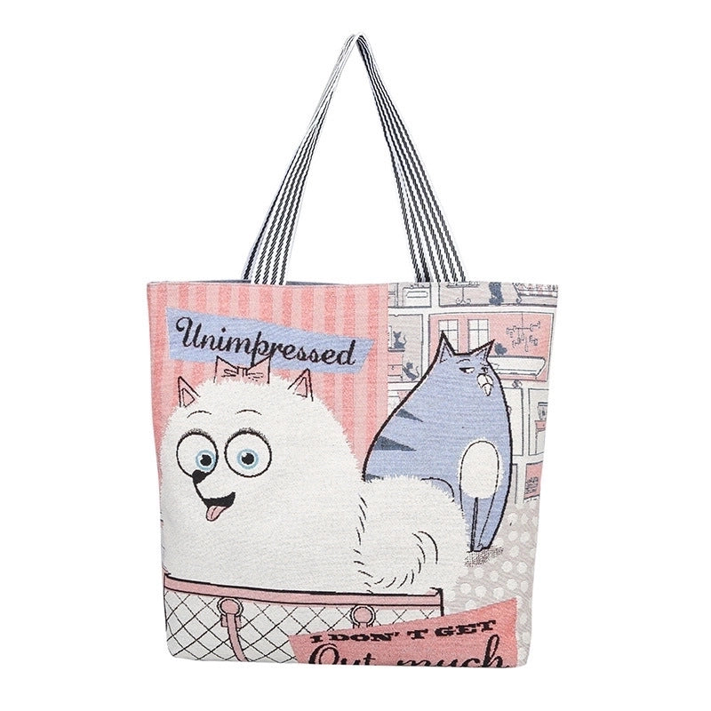 Women's Ethnic Style Letter Canvas Shopping Bags