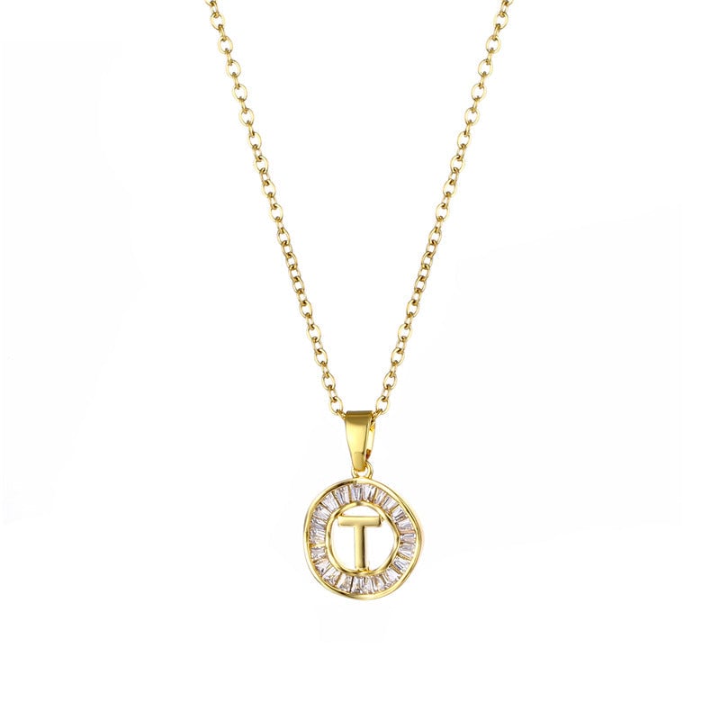 Natural Letter Text Number Stainless Steel Electroplating Necklaces