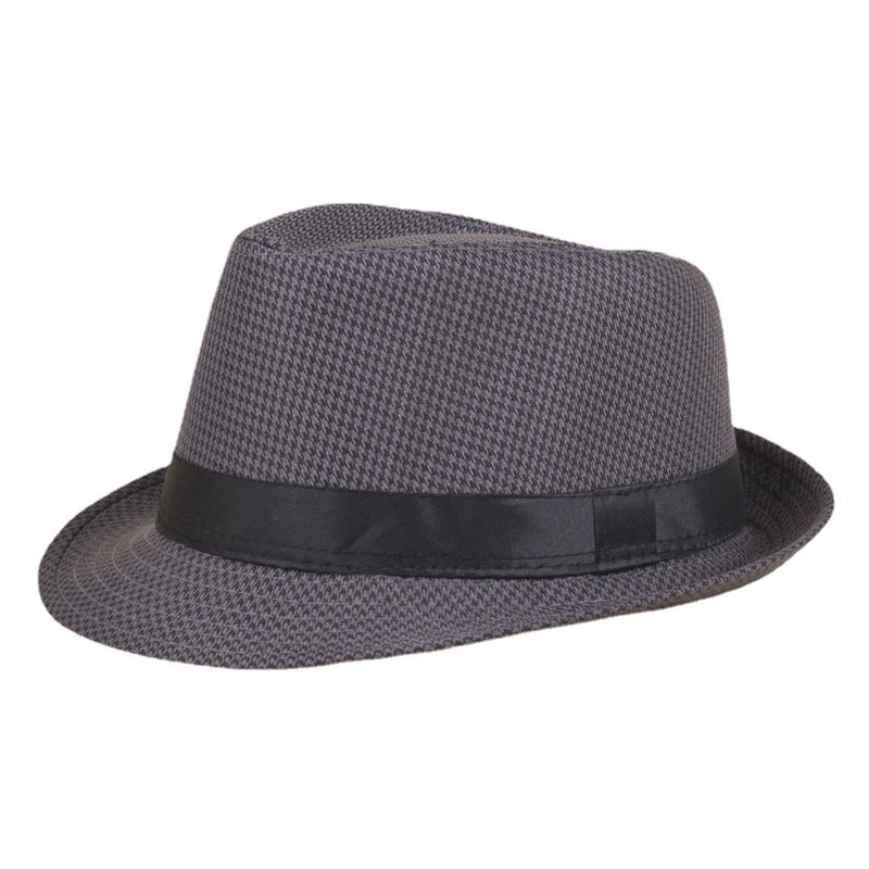 Patch Houndstooth Bowler Hat Style Men's Jazz Hat Gentleman Hat Fashion Casual Hat Plaid Pattern Hat