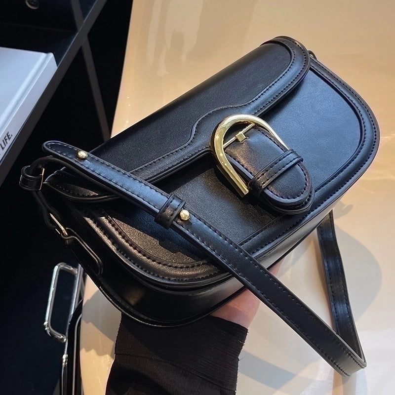 Women's Small All Seasons Pu Leather Streetwear Saddle Bag