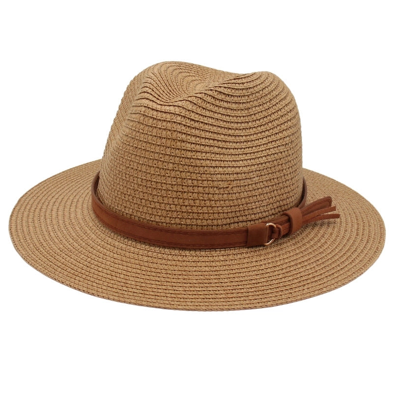 Unisex Pastoral Solid Color Wide Eaves Straw Hat