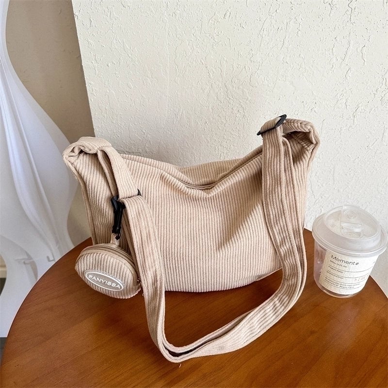 Women's All Seasons Canvas Solid Color Vintage Style Square Zipper Shoulder Bag