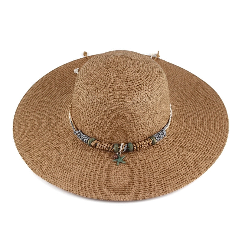 Women's Korean Style Solid Color Big Eaves Straw Hat