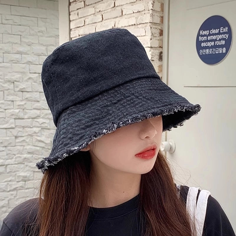 Basin Hat Cowboy Hat Female Fisherman Hat Sun Protection Hat Korean Fashion Sun Hat Cover Face Fashion Brand Face Look Small