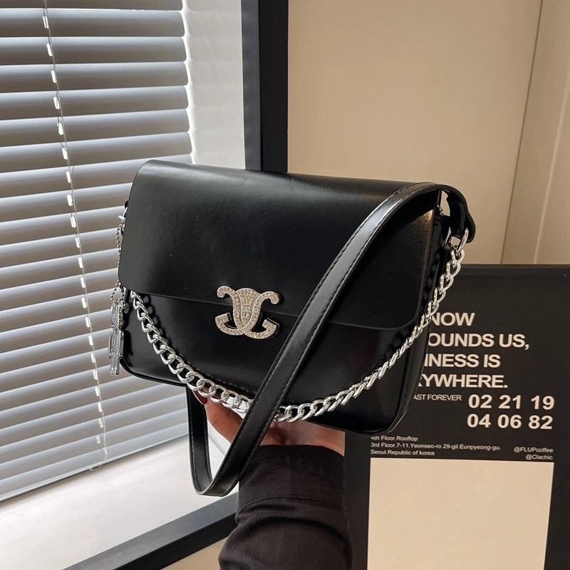 Women's Pu Leather Solid Color Basic Classic Style Flip Cover Shoulder Bag Crossbody Bag