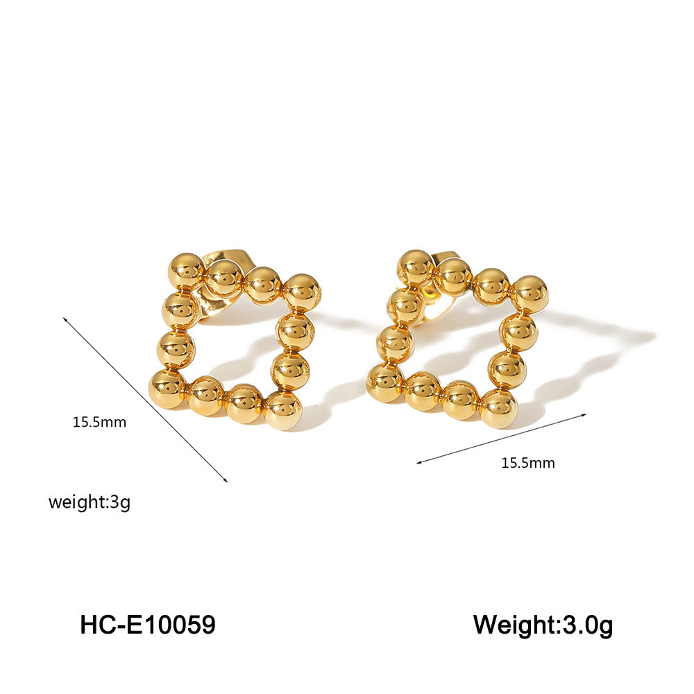Sphere Geometric Stainless Steel Electroplating Earrings