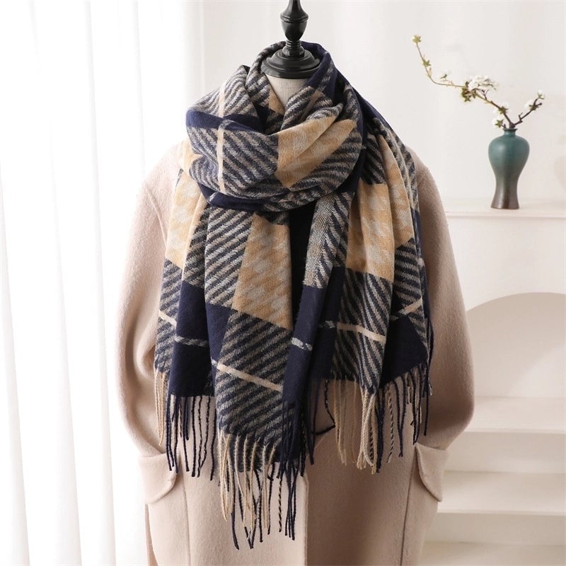 Unisex Business Basic Minimalist Tassel Imitation Cashmere Polyester Scarf