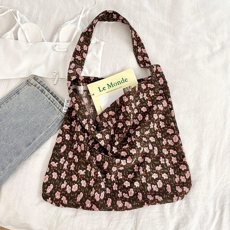 Niche Canvas Bag For Women 2024 New Summer Design Sense High Quality Artistic Floral Canvas Bag