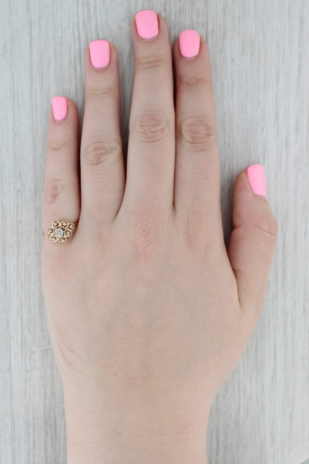 Vintage Diamond Cluster Ring 10k Yellow Gold Size 7