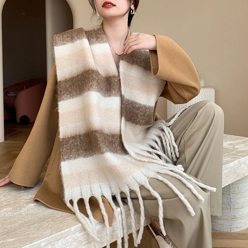 Popular Spring And Winter AC Scarf Warm Thickened Color Plaid Scarf Scarf Shawl Fashionable Western Style Outer Wear