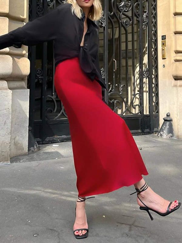 Mermaid Solid Color Zipper Skirts Bottoms