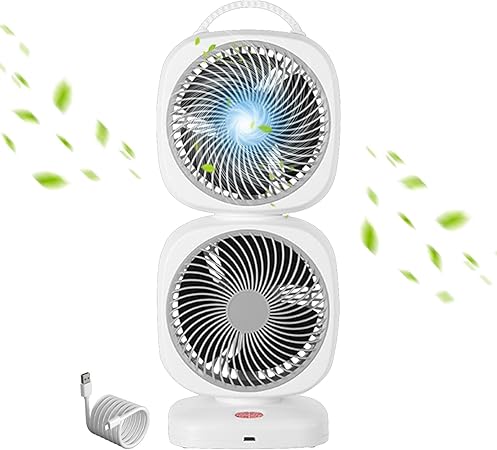 Dual Head Tower Fan. Portable Desk Fan