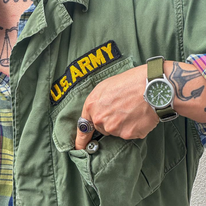 Vintage Military Olive Green Cotton Lapel Single Breasted Jacket