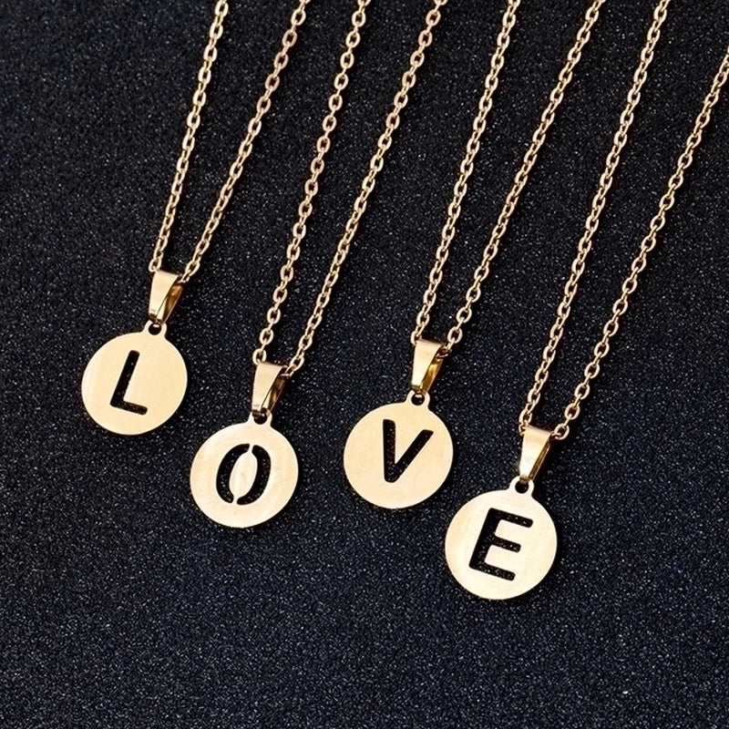 Stainless Steel 18K Gold Plated Minimalist Plating Letter None Necklace