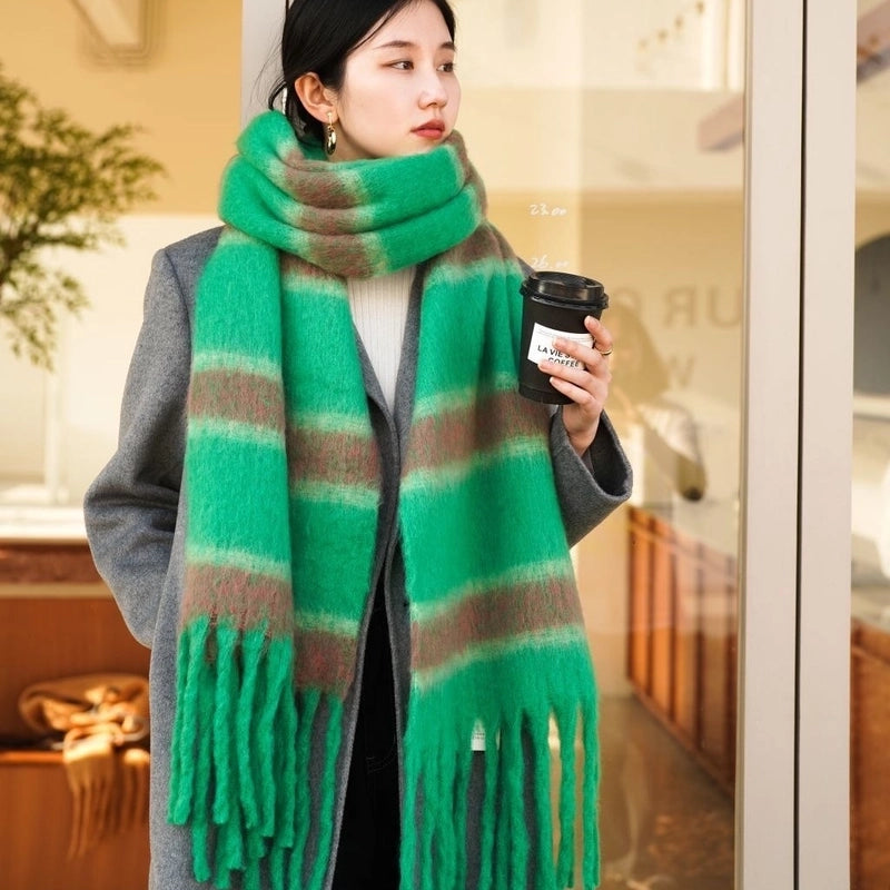 Women's Minimalist Classic Style Color Block Polyester Scarf