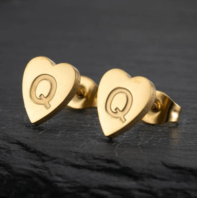 1 Pair Fashion Letter Heart Shape Plating 304 Stainless Steel 18K Gold Plated Ear Studs