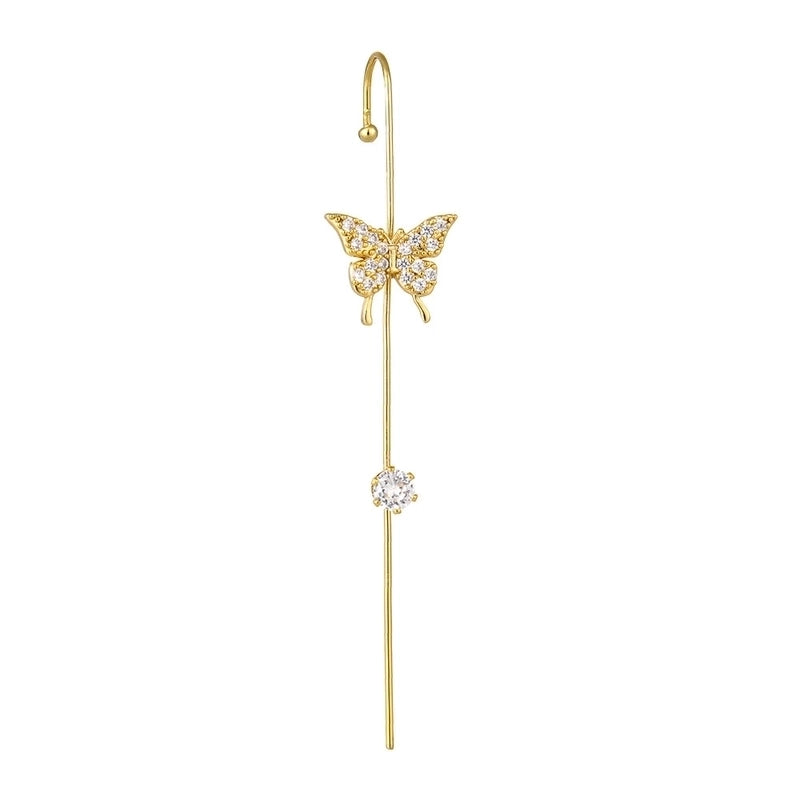 Cross-border Creative Piercing Jewelry Earrings Copper Inlaid Zircon Gold-plated Earrings Around Auricle Slash Ear Hanging