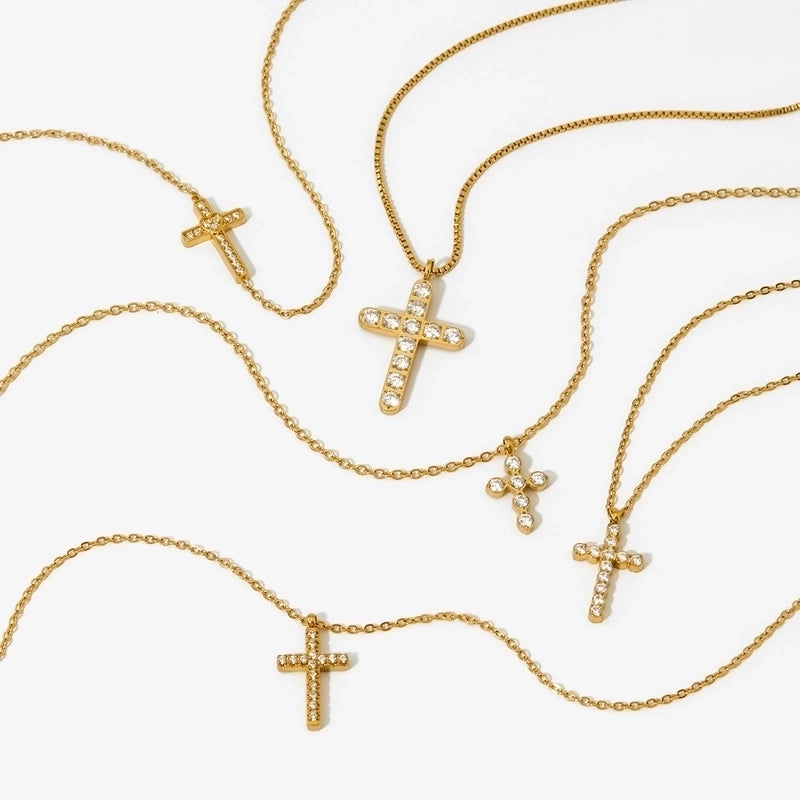 Modern Style Artistic Cross 304 Stainless Steel 16K Gold Plated White Gold Plated Necklace
