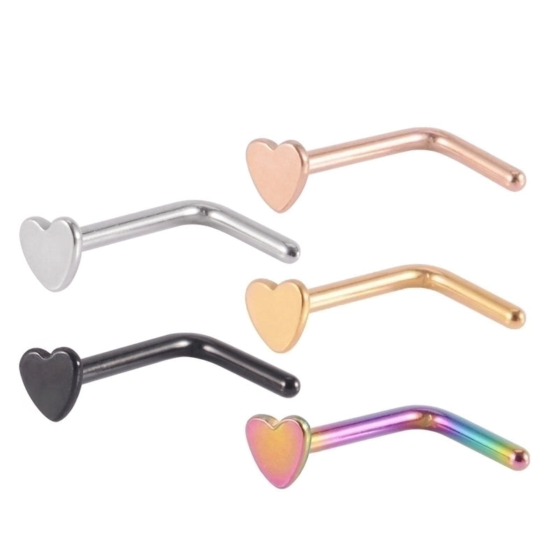 1 Piece Nose Rings & Studs Minimalist Heart Shape 304 Stainless Steel Plating 18K Gold Plated