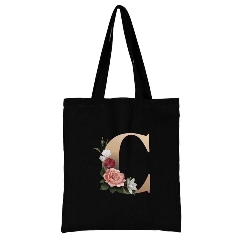 Women's Minimalist Letter Flower Shopping Bags