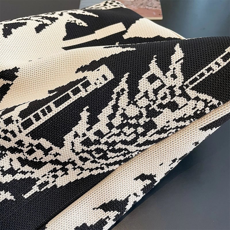 Women's Medium Knit Tree Vintage Style Open Shoulder Bag