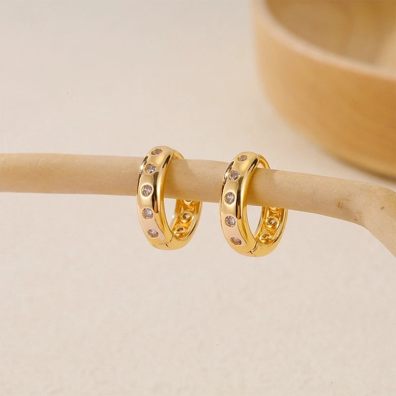 1 Piece IG Style Minimalist Geometric Inlay Copper Zircon Earrings