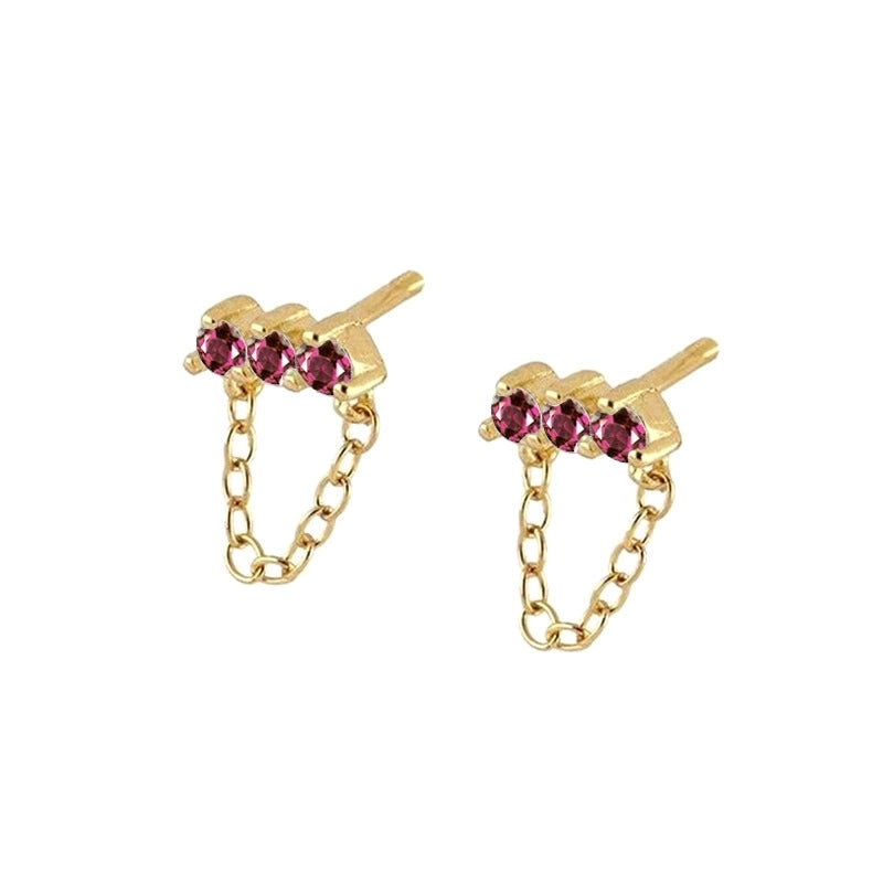 Minimalist Leaf Square Water Droplets Copper Ear Studs Plating Inlay Zircon Copper Earrings
