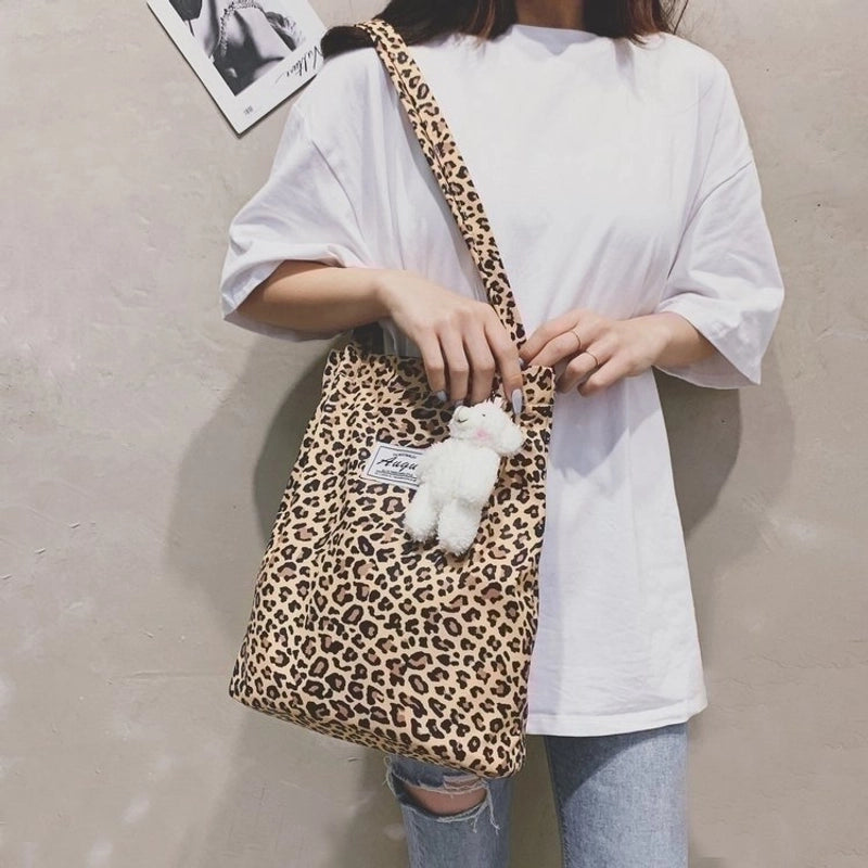 Women's Fashion Cheetah Print Nylon Shopping Bags