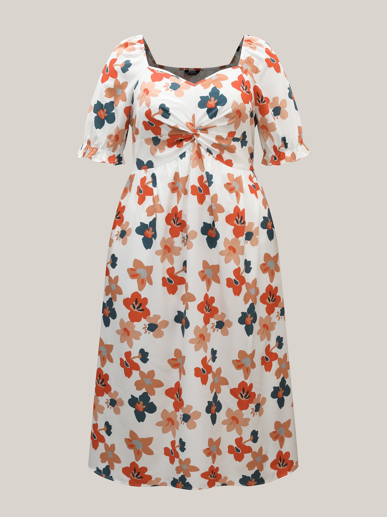 Sweet Floral Front-Twist Lined Maxi Dress