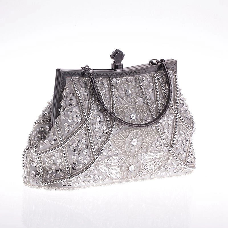 Beige Polyester Geometric Square Evening Bags